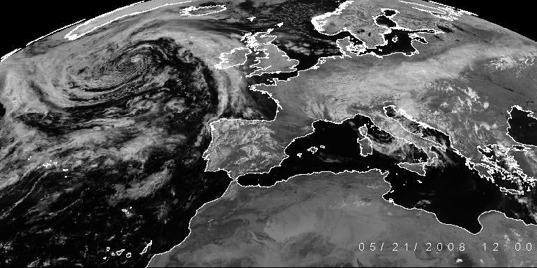 Meteosat satelitearen irudia, ikusgai-kanalean